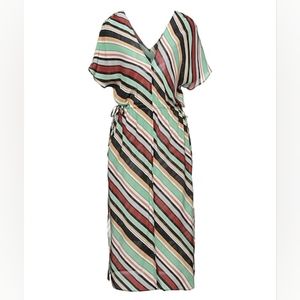 Alysi chocolate geo tie waist dress